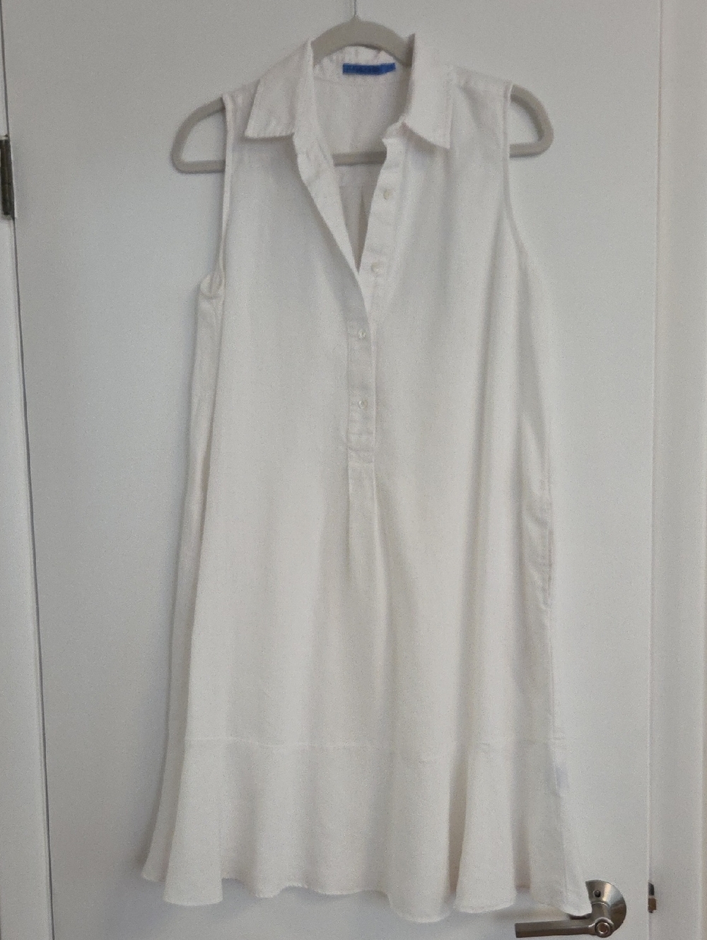 J. McLaughlin White Sleeveless Linen Shirt Dress